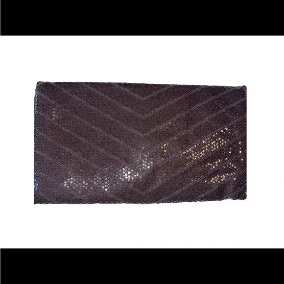 Black Chevron Sequins Envelope Clutch Purse with Strap - Picture 7 of 8